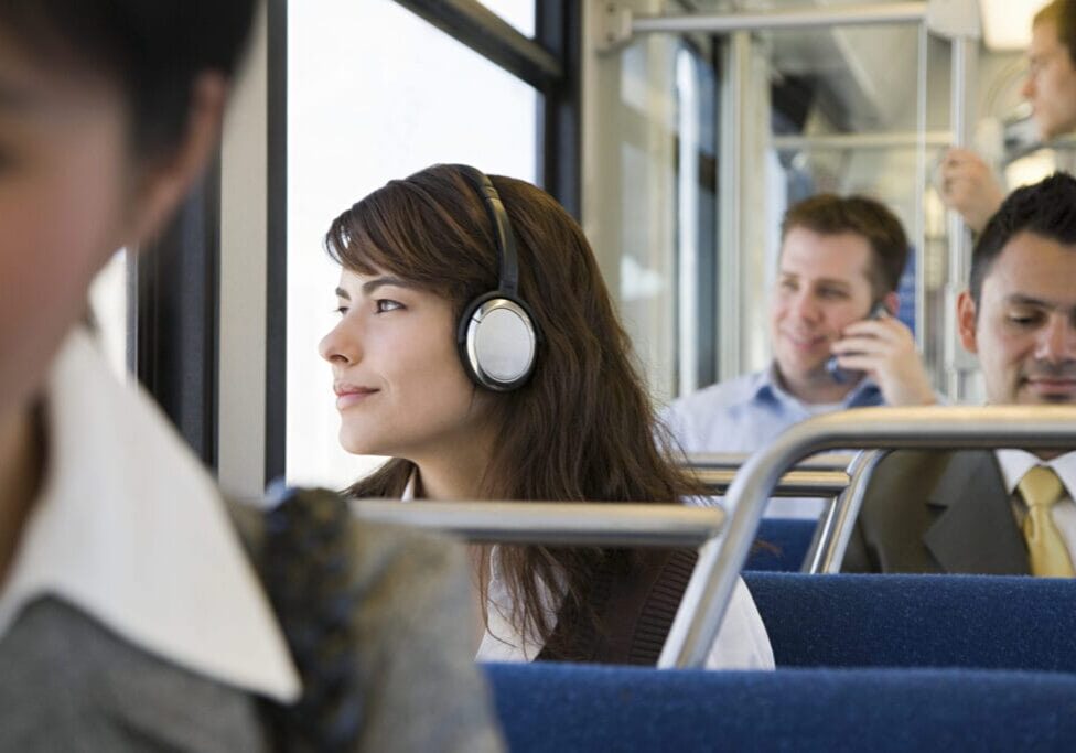 Commuters on train